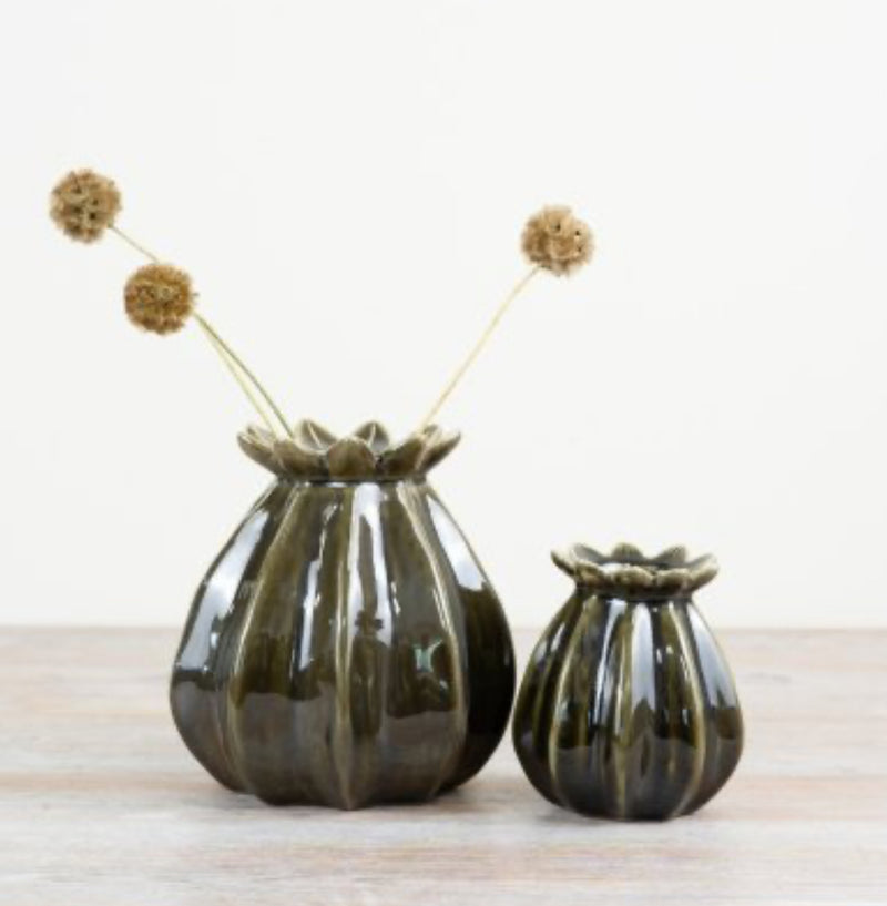 Green poppy bud vase 2 sizes
