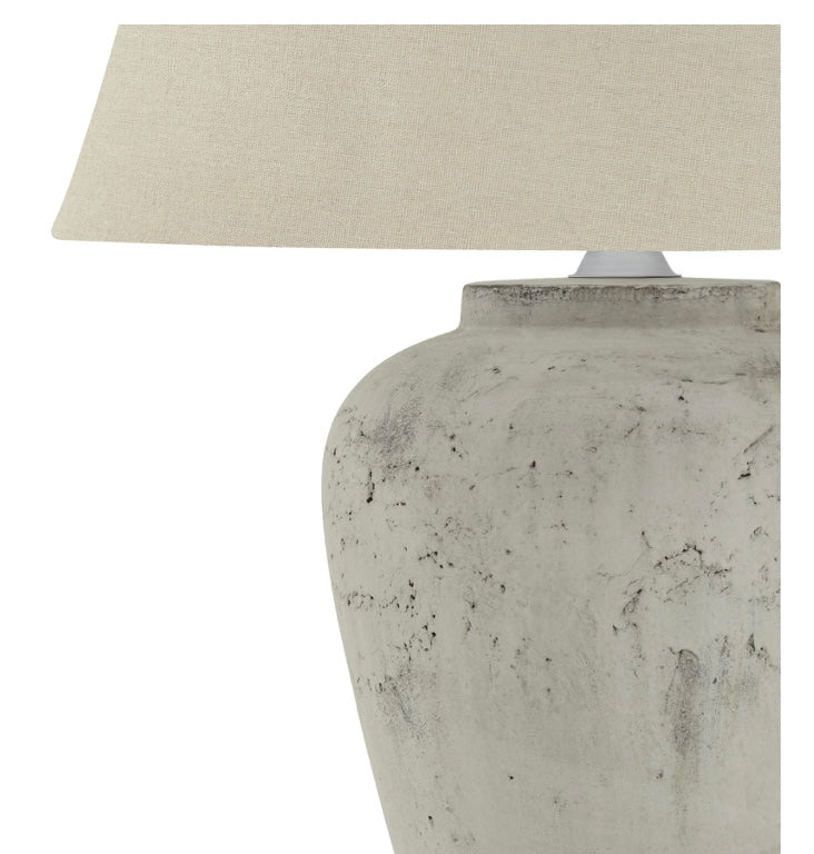 Darcy Stone White Lamp With Linen Shade