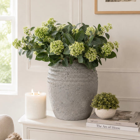 Chunky stone ribbed vase 36cm tall