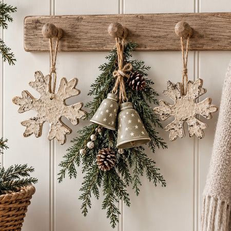 Set of two bark snowflakes hanging