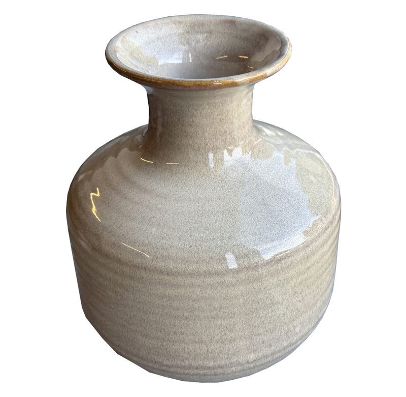 Ceramic textured neutral bottle squat vase