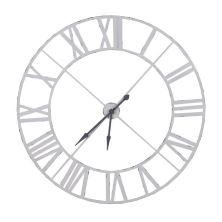 Huge distressed off white wall clock 122cm