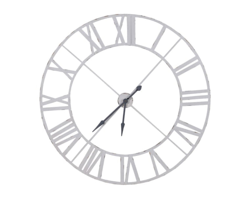 Huge distressed off white wall clock 122cm