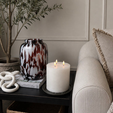 Mottled glass white brown glass vase hurricane