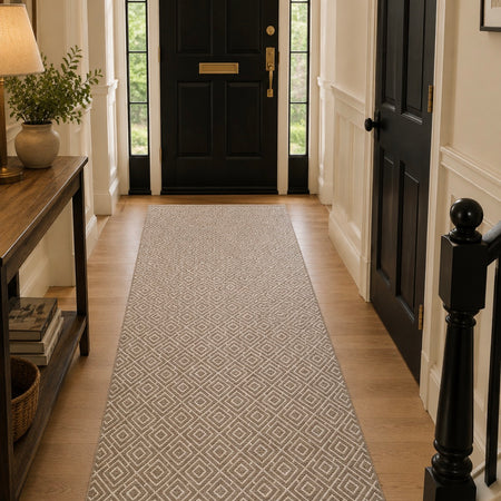 Natural Diamond print Woven rug indoor/outdoor 80x150cm mat
