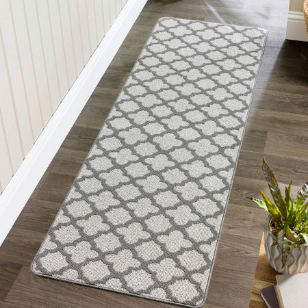 Silver grey Tile print washable door mat rug 3 sizes