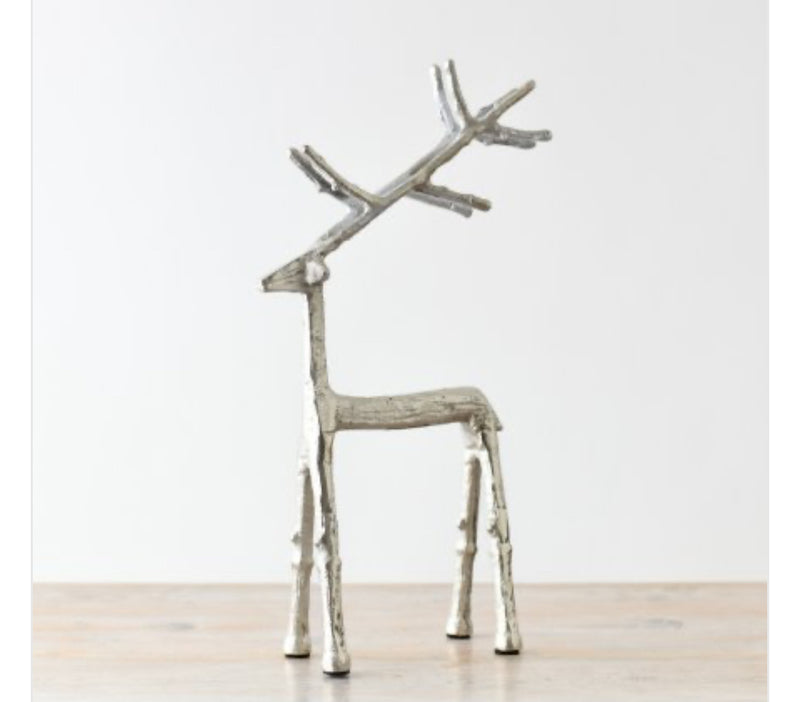 Silver metal standing reindeer 2 sizes