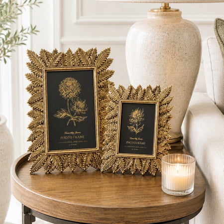 Gold feather photo frames 2 sizes 4x4 4x6