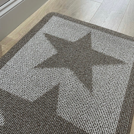 Taupe Star Door washable Mat Rug 50x80cm and 67x100cm