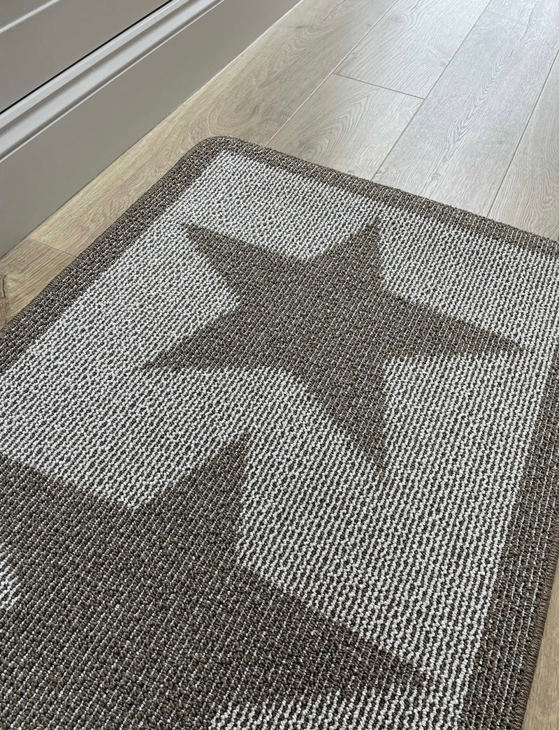 Taupe Star Door washable Mat Rug 50x80cm and 67x100cm