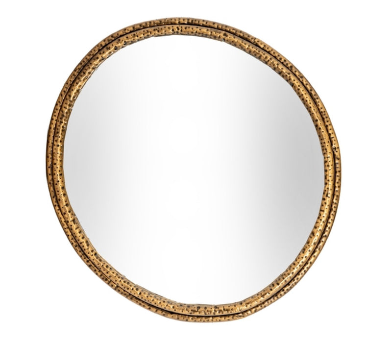 Nahla gold brass hammered dimple frame mirror – Abode