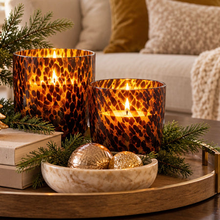 Brown speckled confetti candle holder 2 sizes