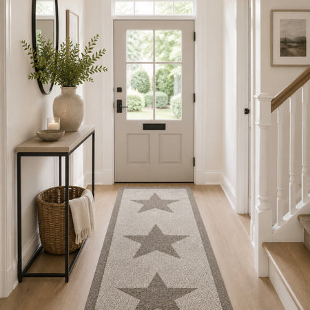 Taupe stone beige Star Door washable mat rug Runner 67x150cm and 67x200cm