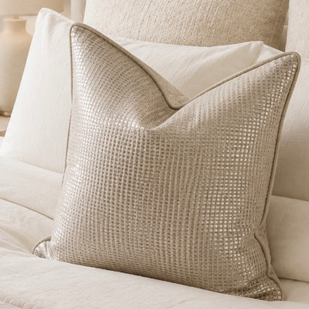 Belissimo Taupe Mink champagne beige Texture Cushion 43cm