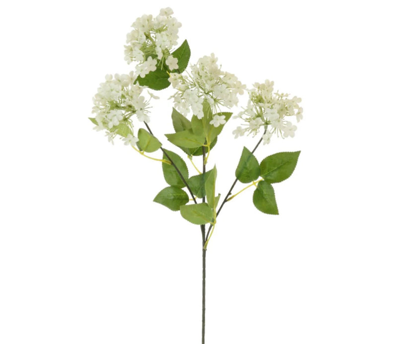 Cream white Charlotte ball viburnum stem spray 67cm