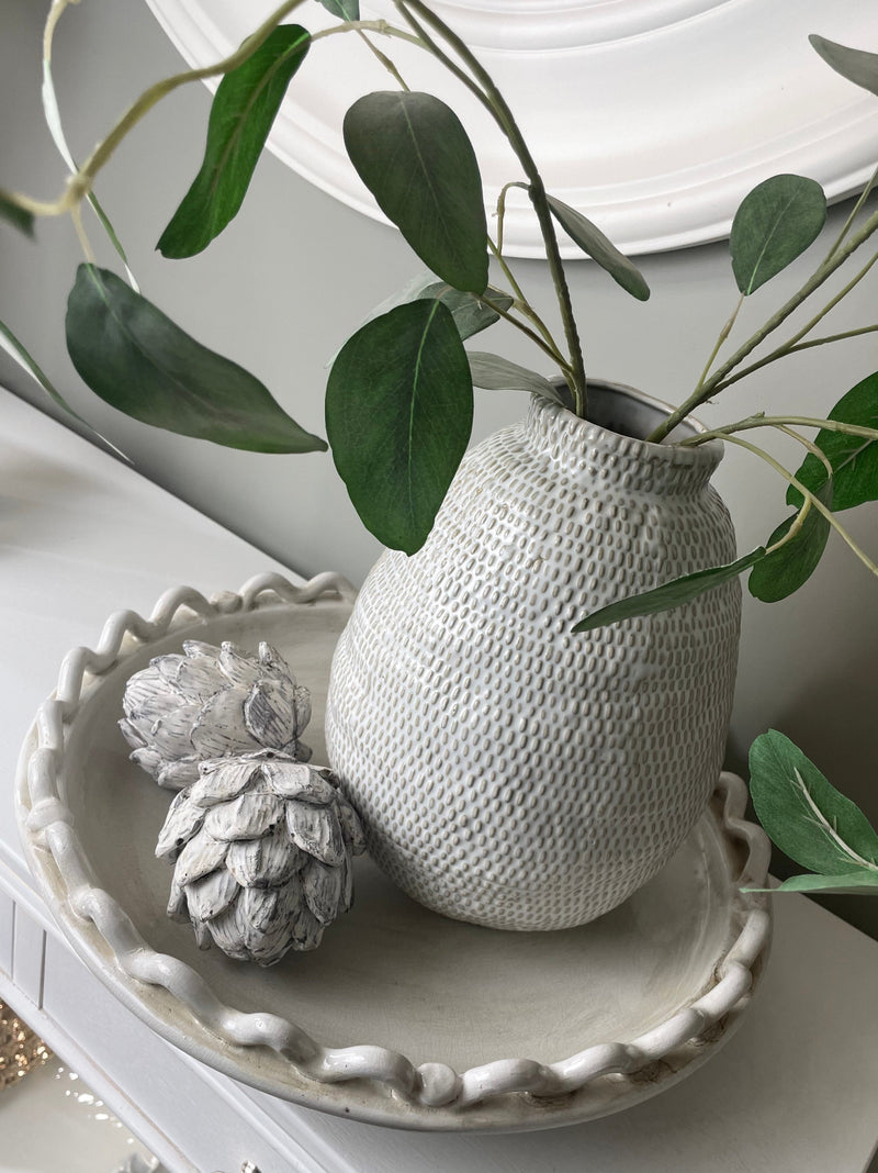 White woven textured vase