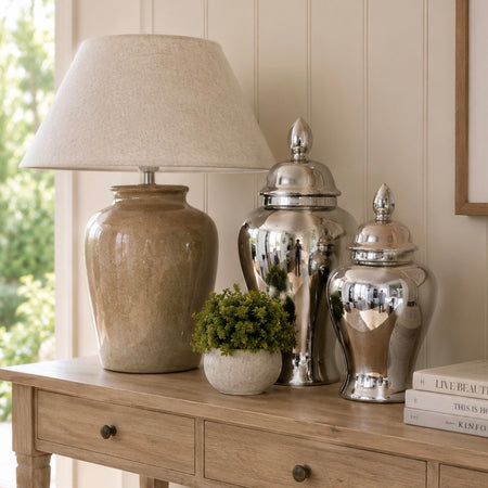 Chrome silver distressed lidded ginger jar 2 sizes
