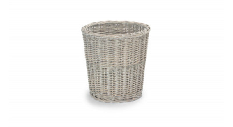 Washed wicker waste paper bathroom bin 30cm
