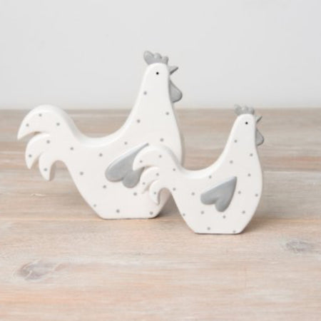 Polka chicken ceramic hen two sizes