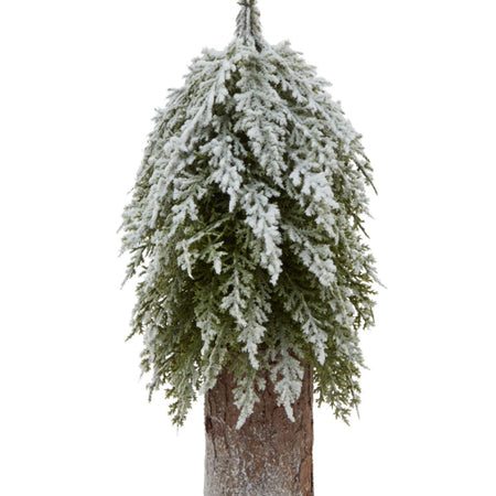 Snowy Fir Tree on Tall dWood Base 30cm