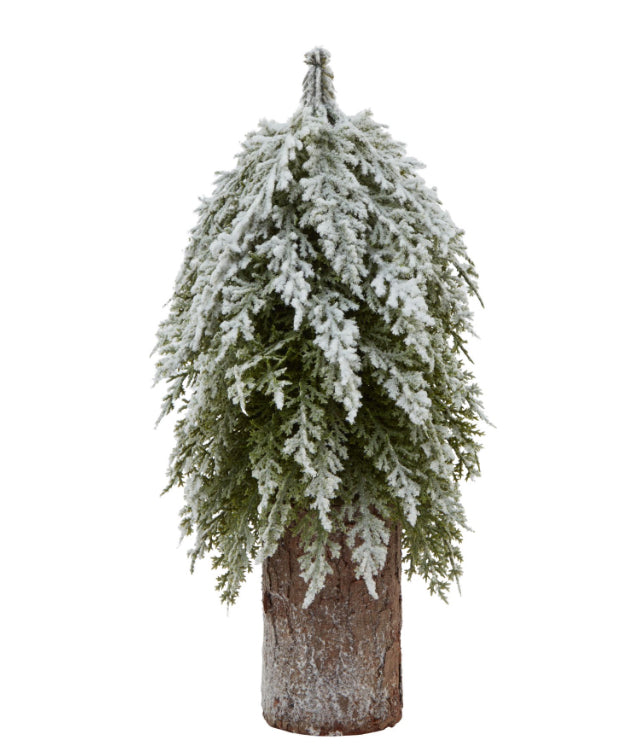 Snowy Fir Tree on Tall dWood Base 30cm