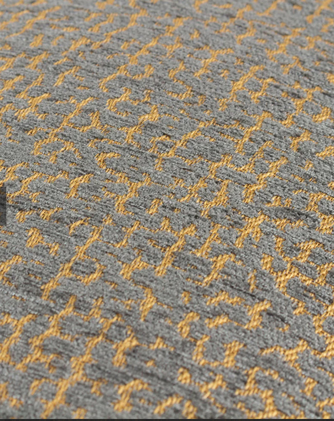 Cirro Grey ochre two tone Jacquard Weave piped Feather Filled Cushion 45x45cm
