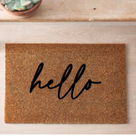 Hello Coir Door Mat rug 60x40cm