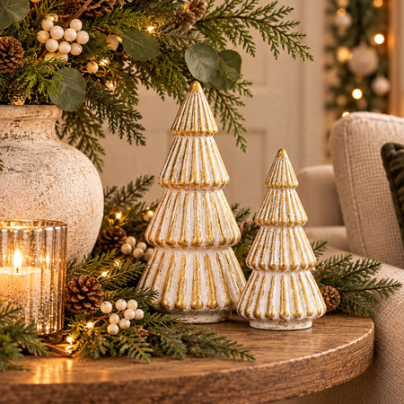 White and gold ribbed tree 2 sizes