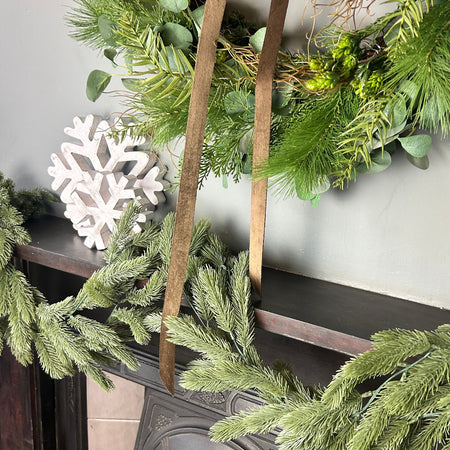 Flocked Norfolk spruce trailing  garland pick swag 100cm