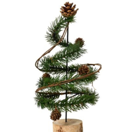 Spiral Pinecone Tree on Wooden Base 32cm