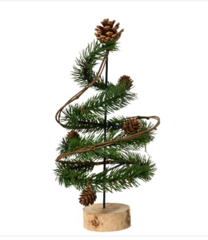 Spiral Pinecone Tree on Wooden Base 32cm