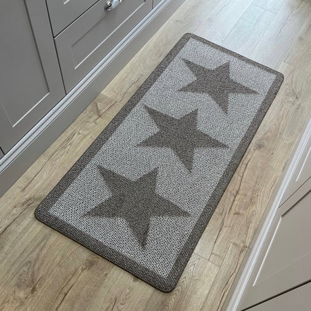 Taupe Star Door washable mat rug Runner 67x150cm and 67x200cm