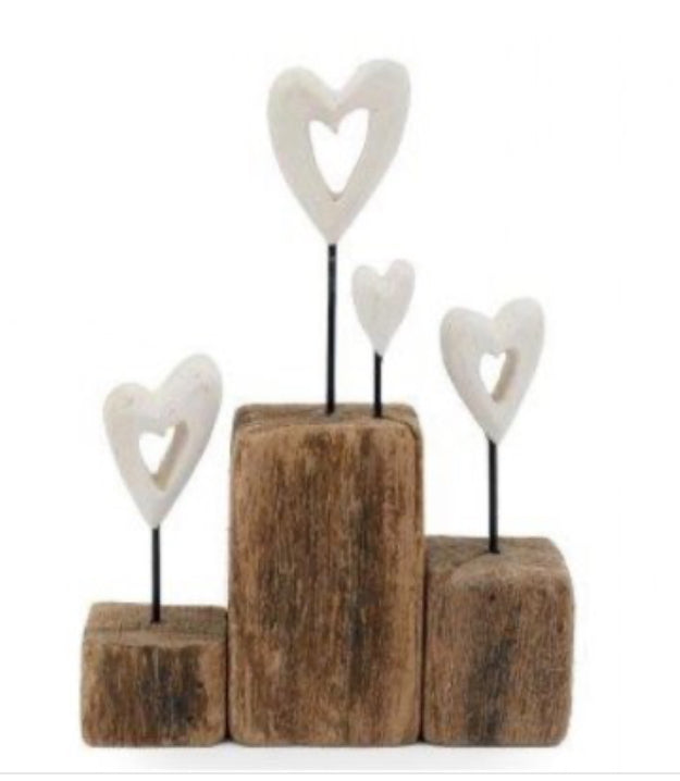 Multi Heart On Wooden Base