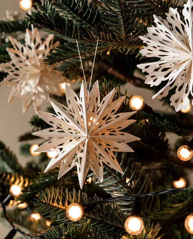 Set of 9 boxed paper cut out snowflakes stars