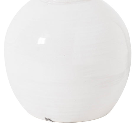 Large aria White Ceramic crackle Glazed Chunky Round Vase