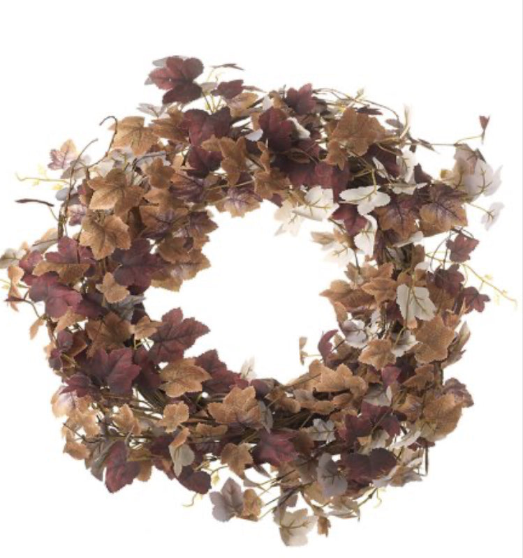 Rustic Autumn Fallen Leaf Wreath 55cm