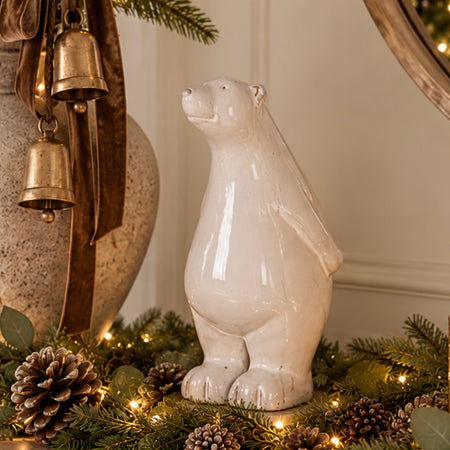 Tall large friendly ceramic polar bear