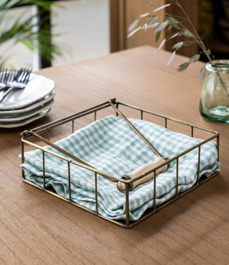 Brass metal napkin holder tray