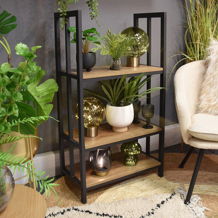 Wood & Metal 3 Shelf Free Standing Unit