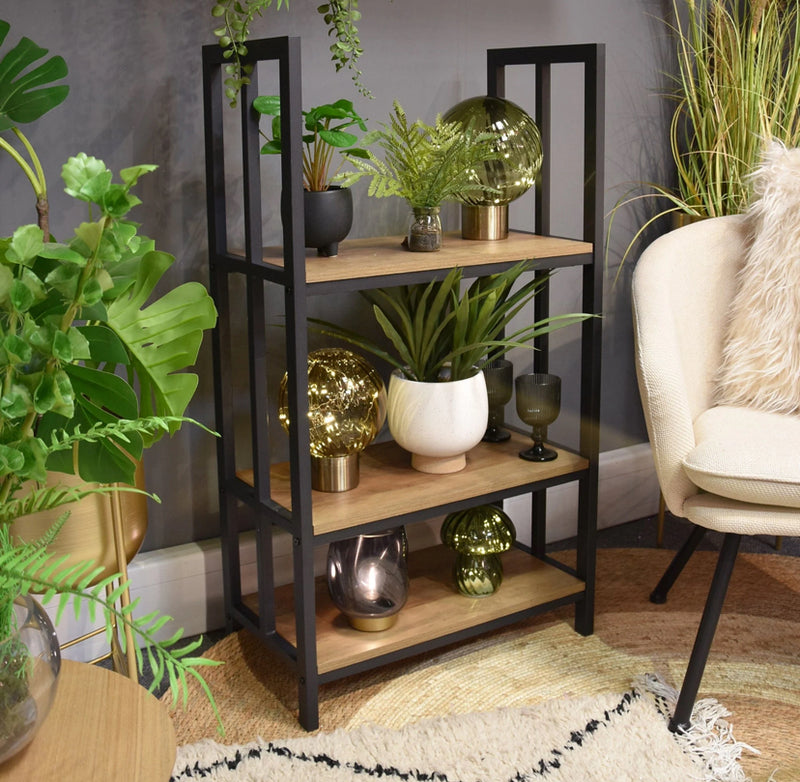 Wood & Metal 3 Shelf Free Standing Unit