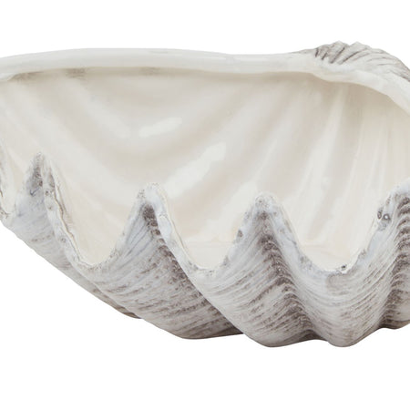 Large ceramic open shell bowl ornament
