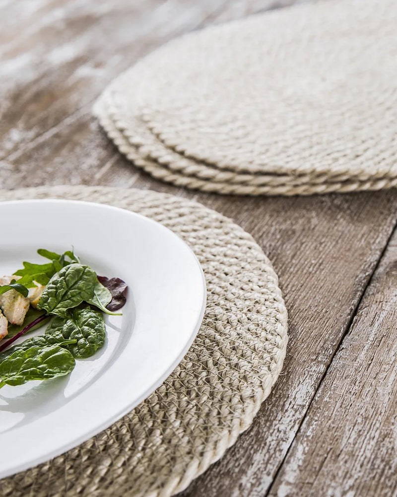 Set of 4 jute round placemats