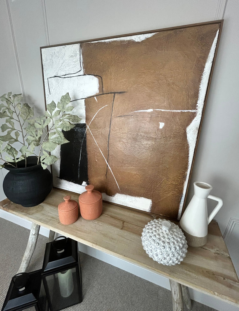 Textured wooden framed canvas art 100cm