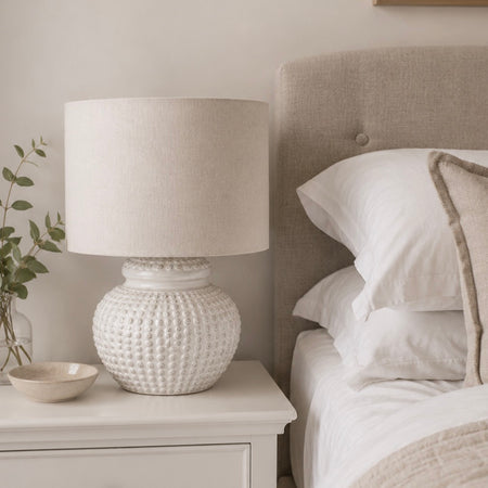 Natural linen dimple bobble lamp with shade