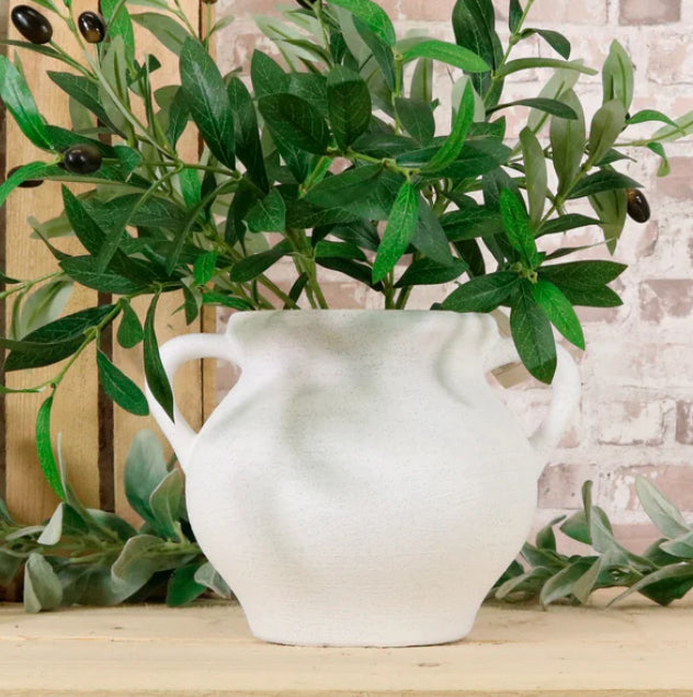White double handles urn vase