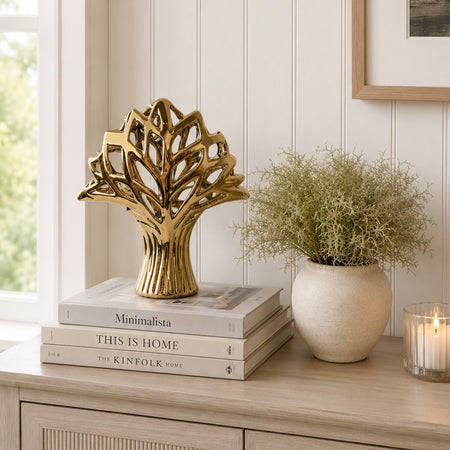 Gold tree ceramic sculpture 20cm