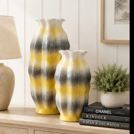 Yellow stripe vase 2 sizes