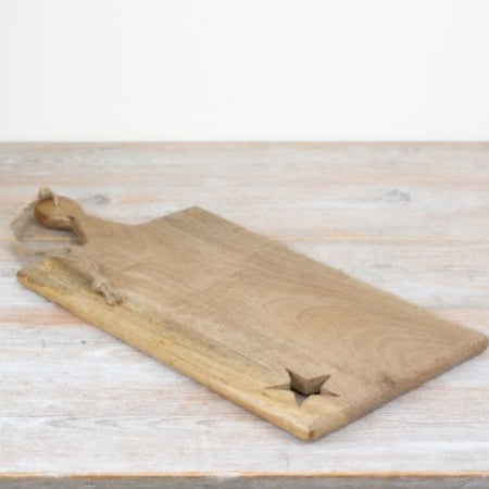 Star detail mango wood chopping board rustic