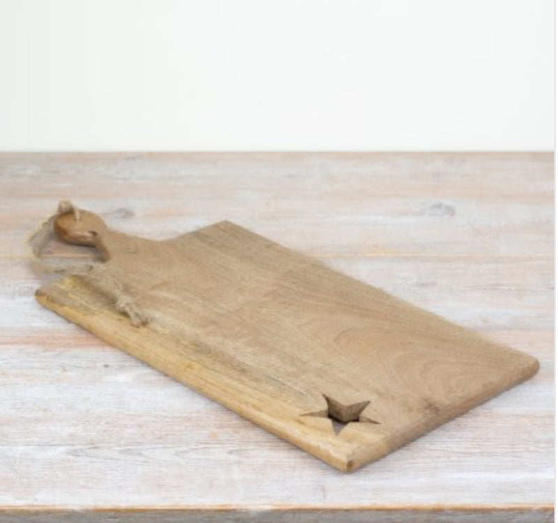 Star detail mango wood chopping board rustic