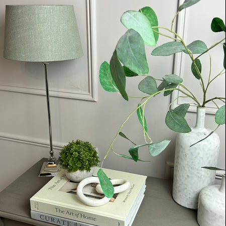 Ralph nickel tall slim lamp with green pistachio shade